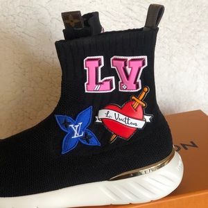 lv black heart sock sneaker boot